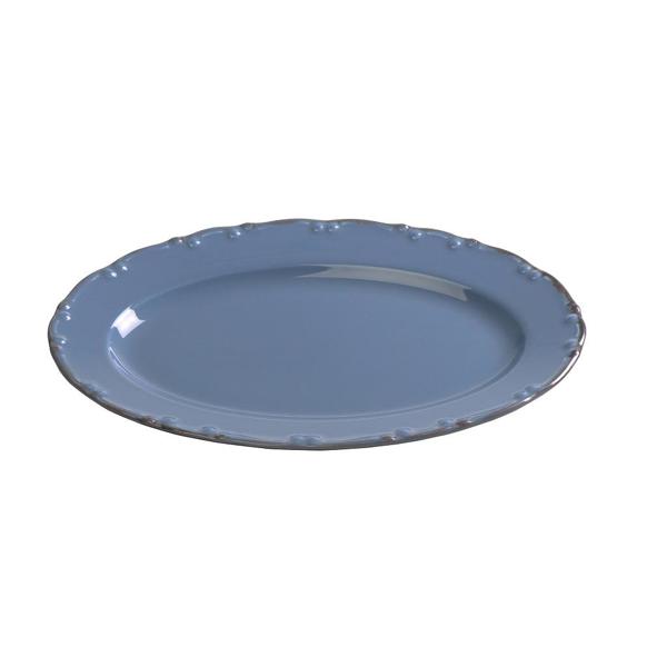 Πιατέλα Πορσελάνης Γαλάζια Οβάλ με Καφέ Rim Φ30X3cm TLZ160K6 Espiel
